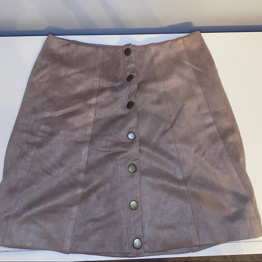 Tan, suede button front skirt